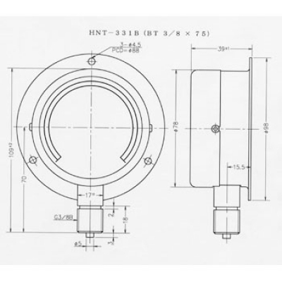 第一計(jì)器 DAIICHI KEIKI  HNT-331B-0.5MPA 通用壓力計(jì)